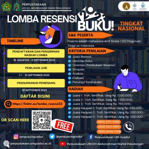 LOMBA RESENSI BUKU TINGKAT NASIONAL PERPUSTAKAAN UIN GUSDUR TAHUN 2023