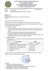 KETENTUAN PERKULIAHAN SEMESTER GENAP 2022/2023 FAKULTAS ILMU TARBIYAH DAN KEGURUAN