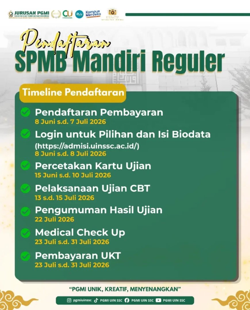SPMB Mandiri Reguler telah dibuka!📢Saatnya wujudkan cita-citamu bersama PGMI yang berakreditas (2).webp