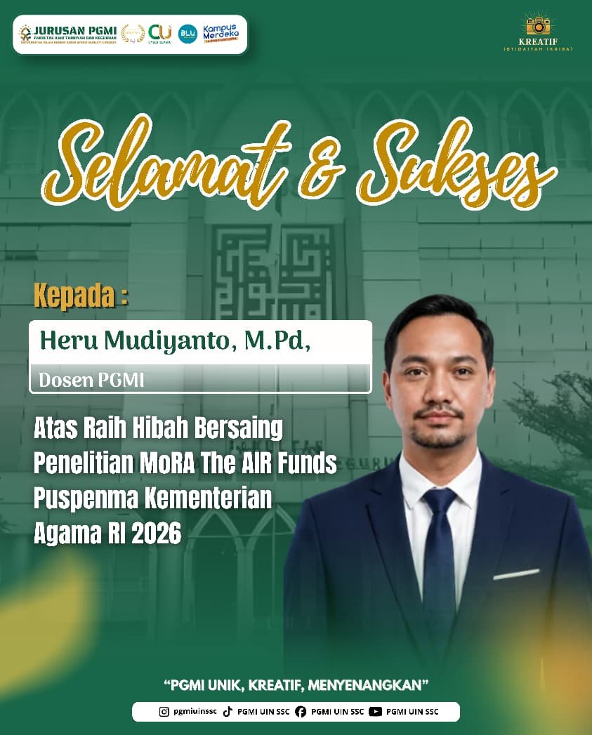 Dosen PGMI Heru Mudiyanto, M.Pd. Raih Hibah Bersaing Penelitian MoRA The AIR Funds Kementerian Agama RI 2026