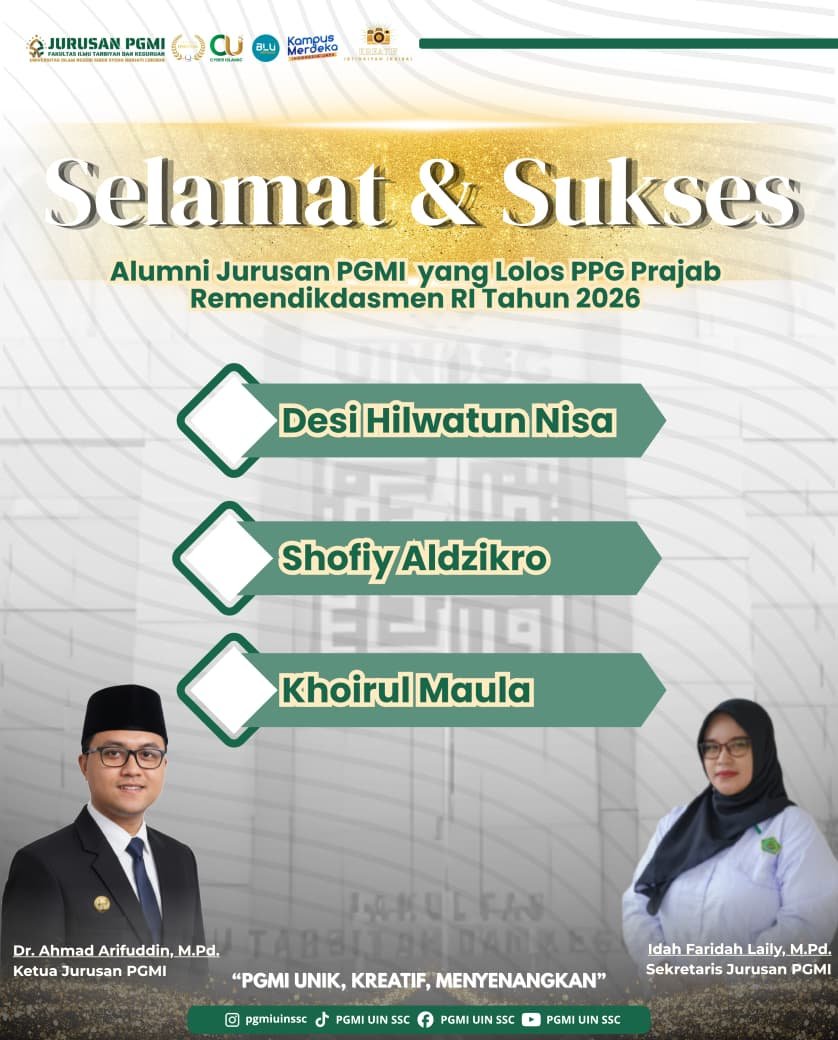 Tiga Alumni Jurusan PGMI UIN Siber Syekh Nurjati Cirebon Lolos PPG Prajabatan Kemendikdasmen RI Tahun 2026